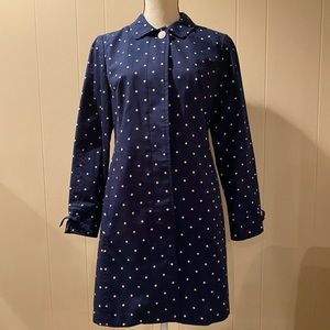 Talbots Water Resistant Navy & Polka Dot Trench Coat